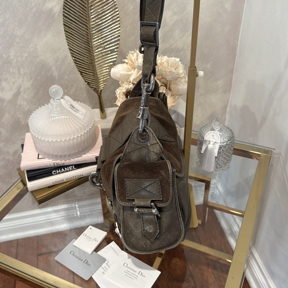 Christian Dior Green Calfskin Suede Rebelle Hobo Bag - Picture 4 of 16